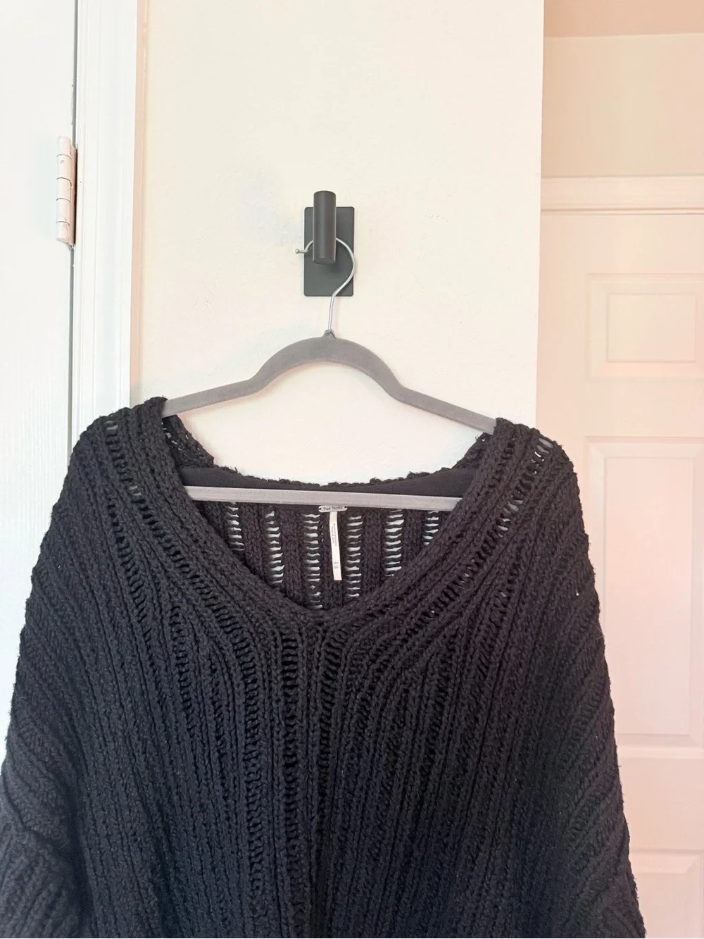 Free People Black Ribbed Open Knit Women’s Sweater